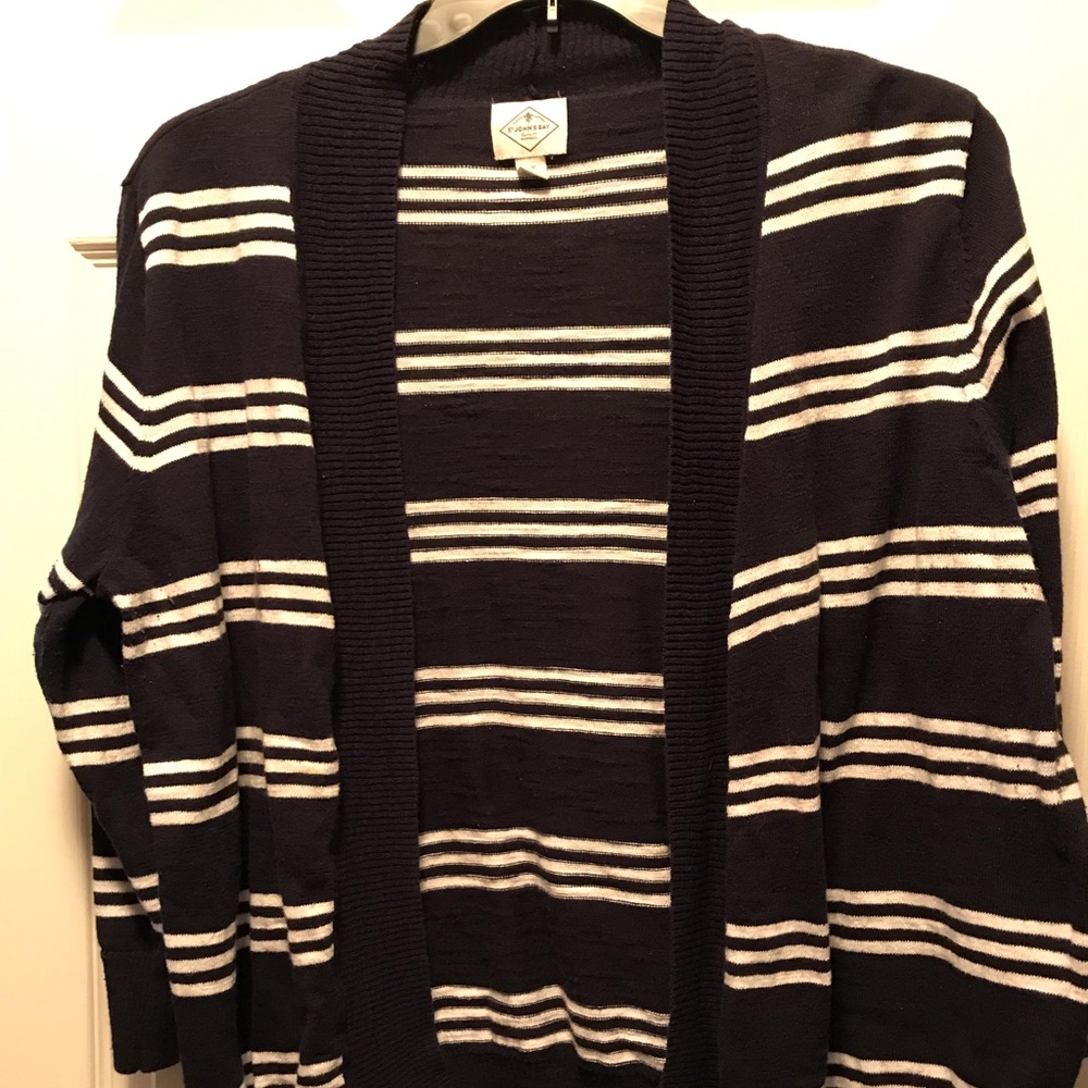 Navy & White Striped Cardigan
